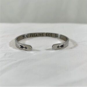 💸 5/20 Joycuff “You F#cking Got This” Secret Message Silver Tone Cuff Bracelet